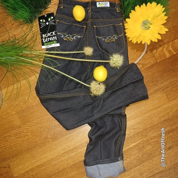 LEMON FIZZ Black WASH Denim Vintage Style Jeans for Girls NWT - Picture 1 of 13